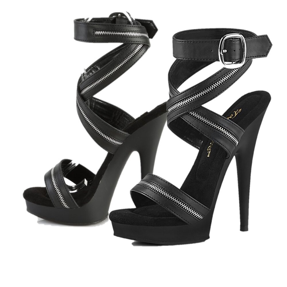 Sultry 6" High Heel Platform Cross Wrap Zipper Strap Sandals Shoes